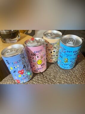 Wet wipes mini canisters set of 4 small soda cans approx 30 individual wet wipes